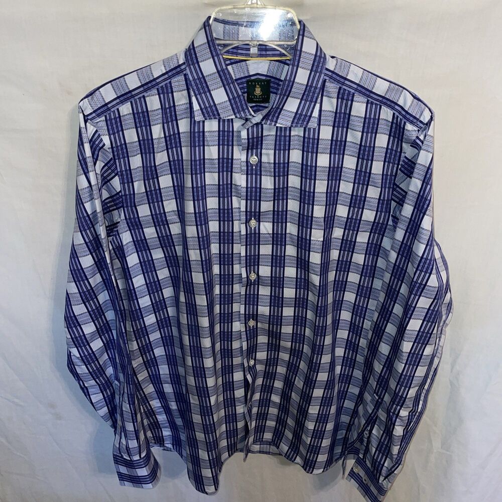 Robert Talbott Men’s Dress Shirt Size M Slim Fit Blue Striped Business Formal